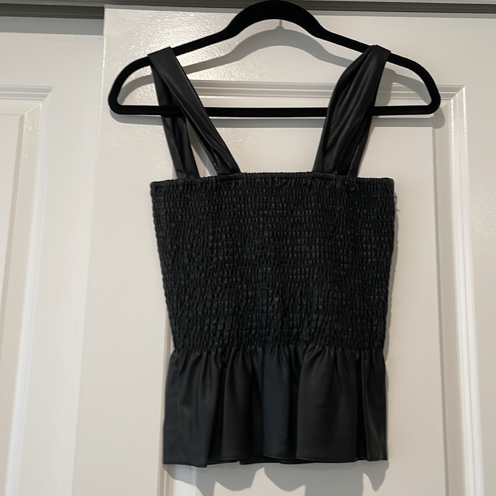 LAST CALL! NWOT! Lucy Paris Faux Leather Peplum Top - Picture 3 of 5